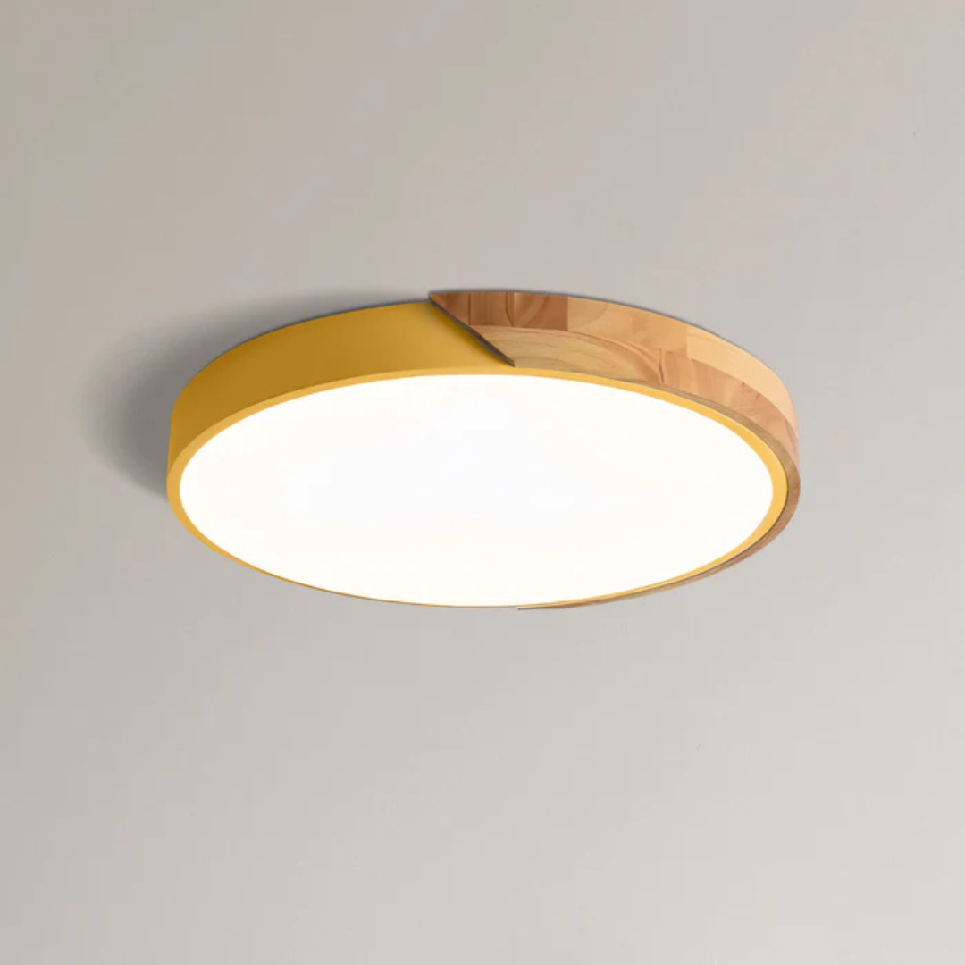 Houten Plafondlamp LED Scandinavisch Design Warmwit Licht Rond Acryl Natuurhout Plafondverlichting Woonkamer