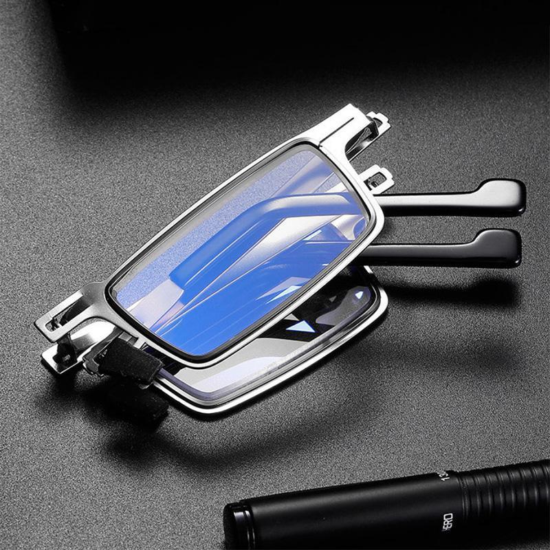Vouwbare Leesbril met Blauwlichtfilter Titanium Rond en Vierkant Ultralicht Compact 19g Oogbescherming
