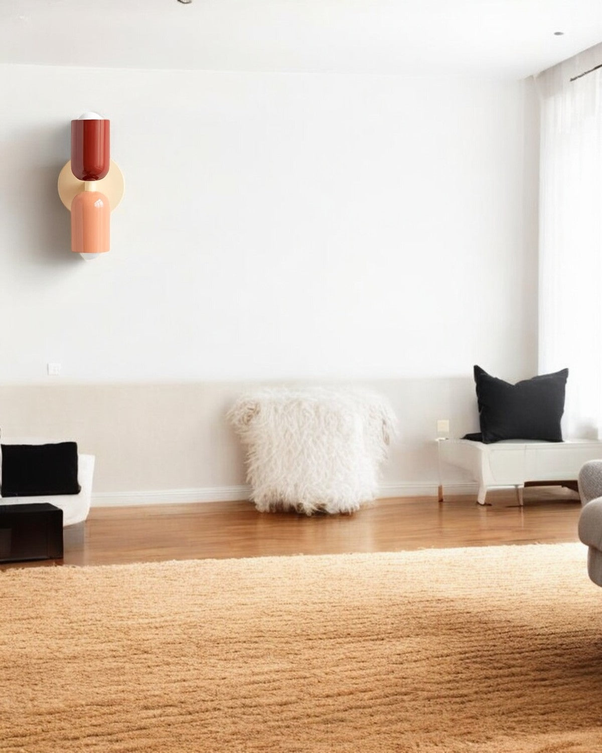 Dubbele Wandlamp met Ronde Lampenkappen - Modern Design in Groen, Beige, Rood of Roze - Sfeerverlichting voor Slaapkamer, Woonkamer en Hal