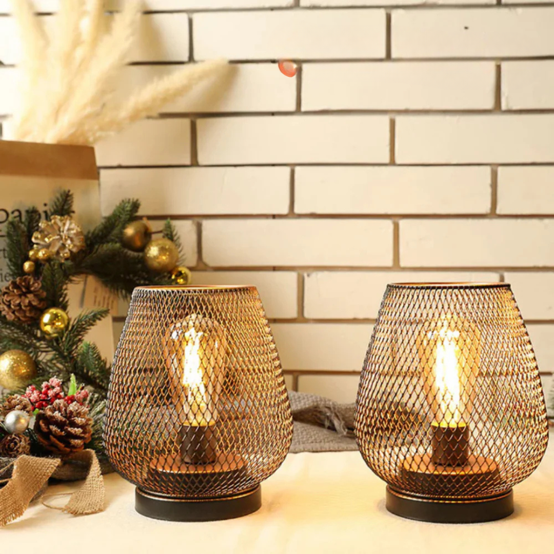 Draadloze LED Tafellamp Lantaarn Metaal 17cm Warm Licht op Batterij Binnen Buiten Sfeerlicht Sfeerverlichting