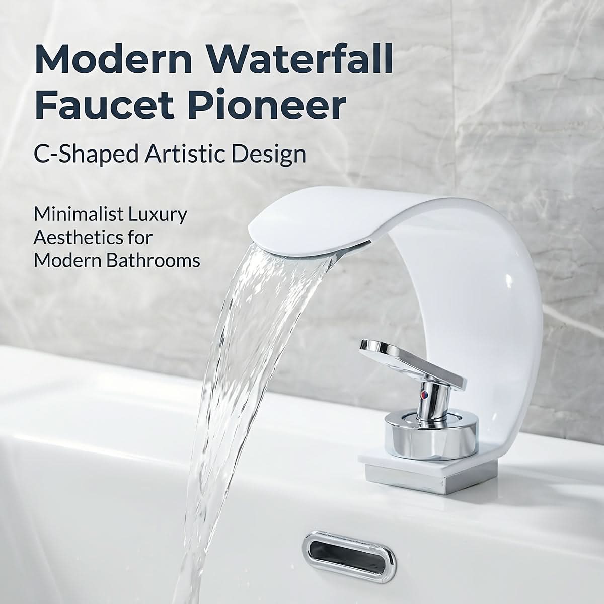 Waterval Wastafelkraan Gebogen Chroom RVS Spiegelfinis Ééngreeps Eengatsmontage Moderne Badkamer Kraan