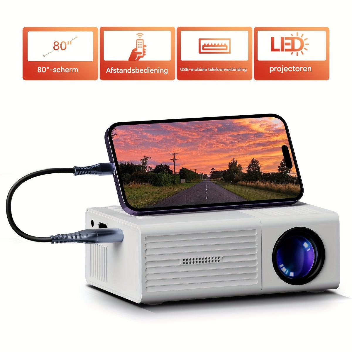 Mini LED Beamer Compact Projector 3000 Lumen HD Thuisbioscoop Films Presentaties Gaming HDMI USB AV Multimedia
