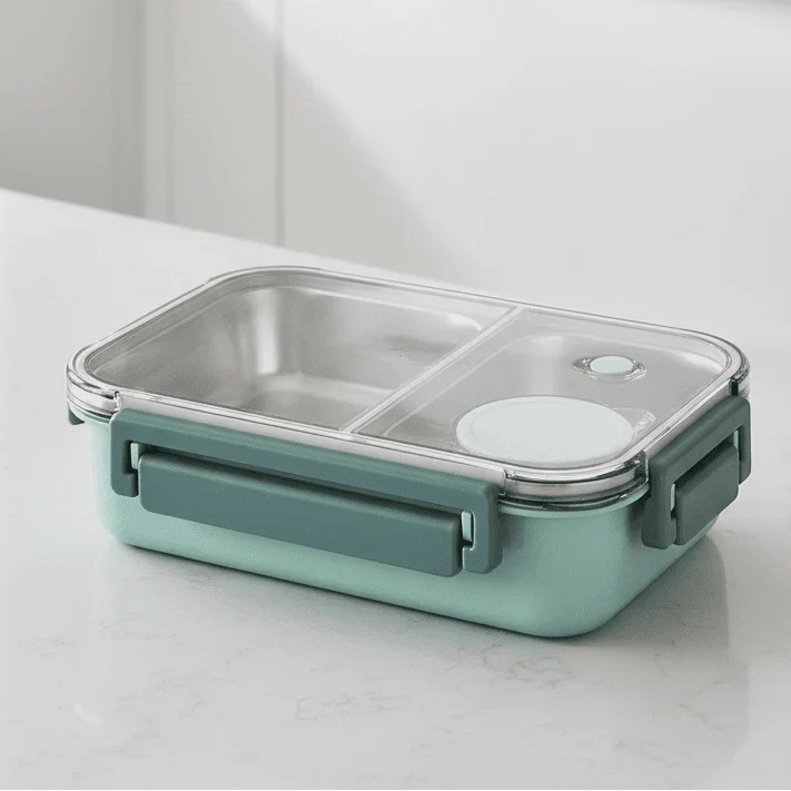 Geïsoleerde Warmhoudcontainer voor Warme Maaltijden - Lekvrij Deksel - Compacte Lunchbox - 2 of 3 Vakken - Roestvrij Staal Thermosblik
