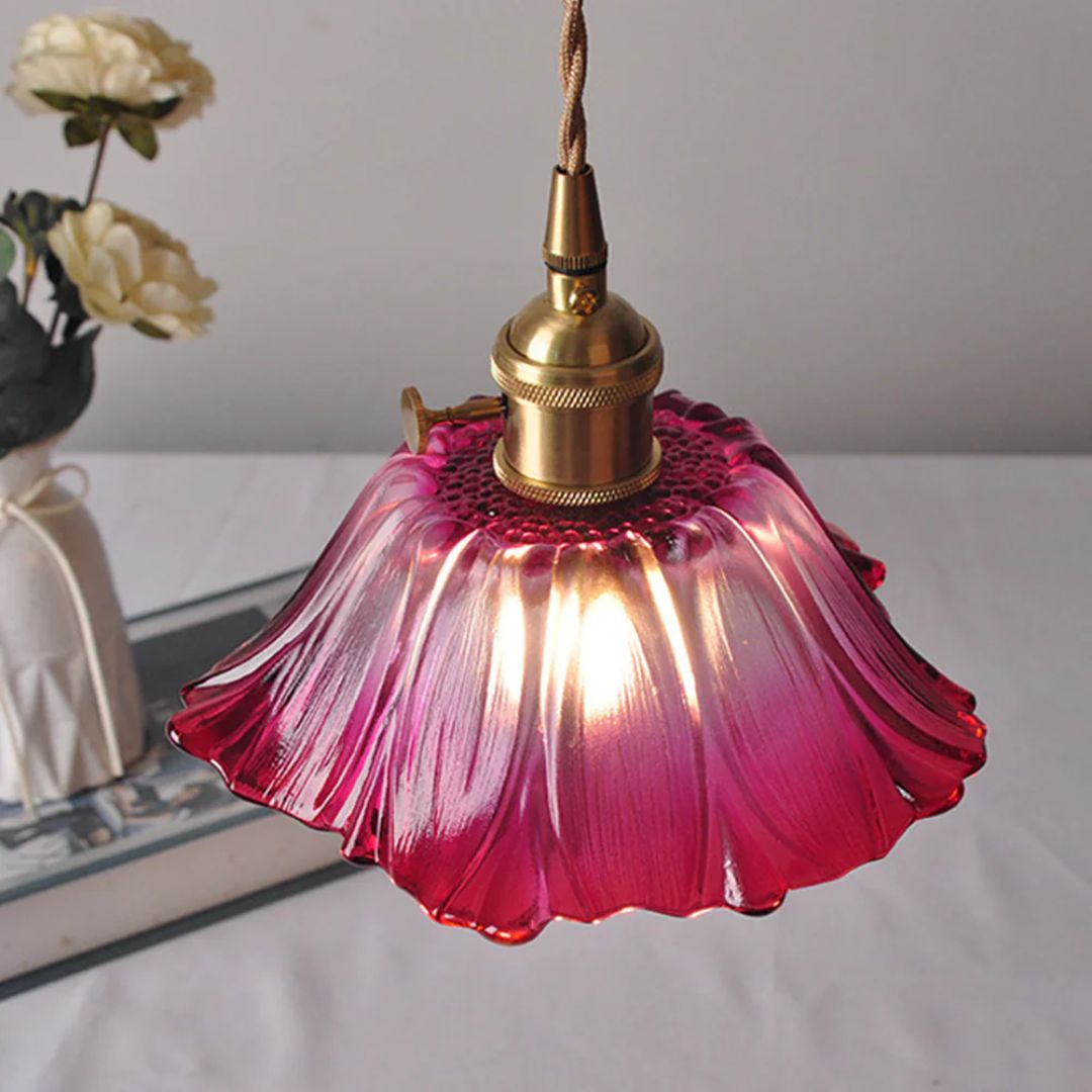 Cullivan Bloemvormige Hanglamp - Glazen Hanglamp met Gouden Fitting voor Woonkamer & Eetkamer