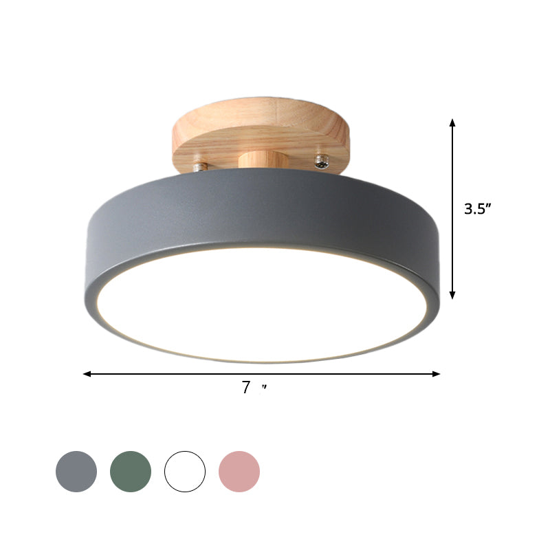 Trommel Plafondlamp LED Hout Scandinavisch Design Gang Hal Slaapkamer Woonkamer Modern Verlichtingsarmatuur