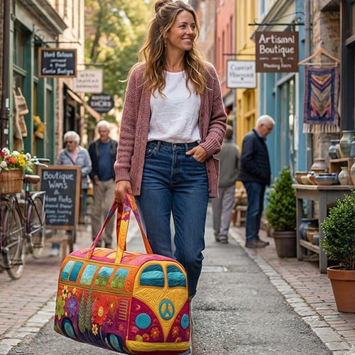Gewatteerde Reistas met Bloemenpatroon 45.5x22.5x22.5 cm Handbagage Weekendtas Schuimbescherming Duffeltas