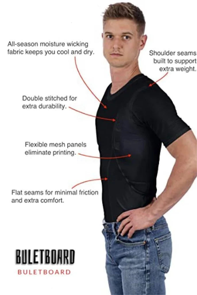 Tactisch T-Shirt met Verborgen Holsters Zwart Wit Elastisch Ademend Comfortabel Voor Links & Rechts Gebruik