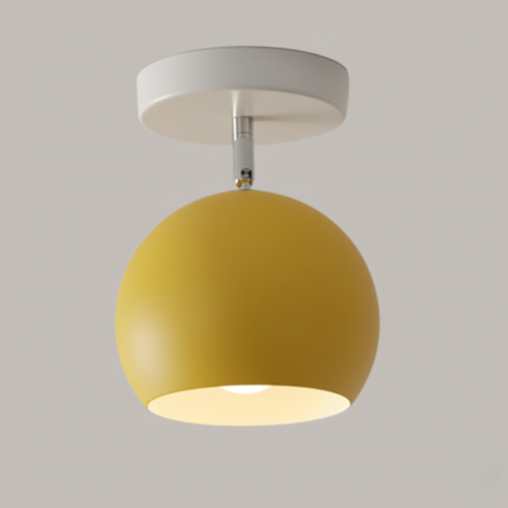 IJzeren Plafondlamp met Houtaccenten - Kleurrijk Design voor Gang en Woonkamer