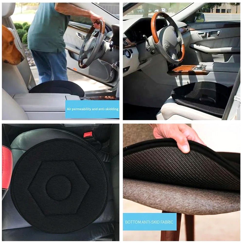 Draaibaar Zitkussen 360° Memory Foam Stoelkussen voor Ouderen Mobiliteit Comfort Auto Rolstoel Zwart Grijs