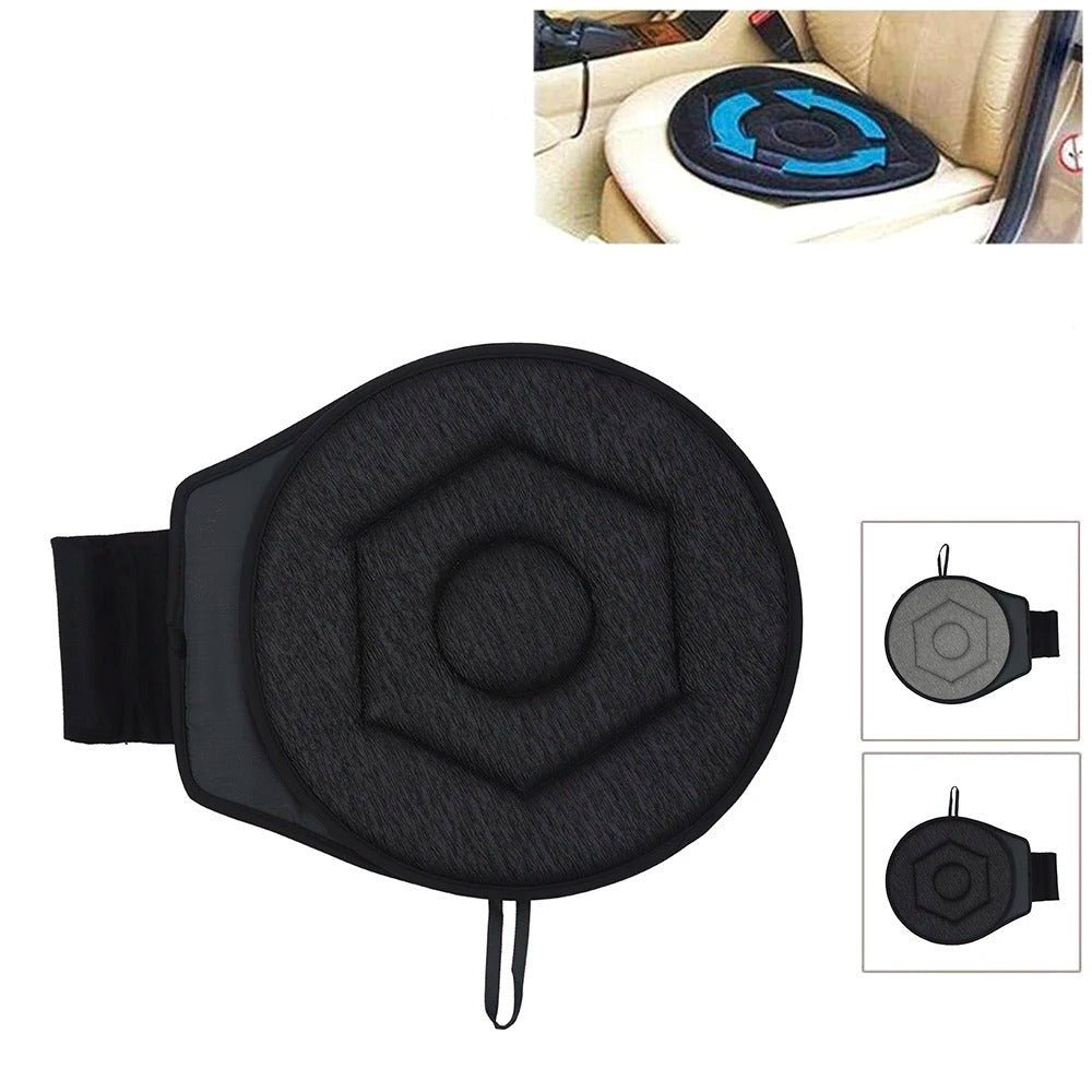 Draaibaar Zitkussen 360° Memory Foam Stoelkussen voor Ouderen Mobiliteit Comfort Auto Rolstoel Zwart Grijs