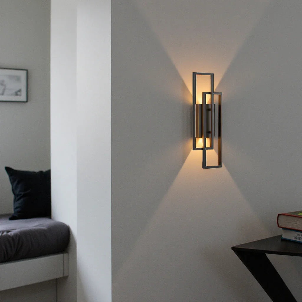Wandlamp LED Rechthoekig Geometrisch Aluminium Zwart Warm Wit 3000K Hal Slaapkamer Modern