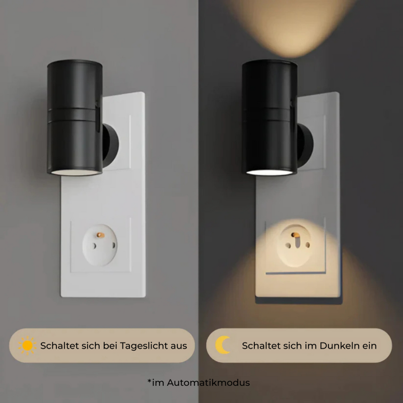 Dimbare Sensorlamp voor in Stopcontact - Warm Wit LED Nachtlampje met Automatische Dag-Nachtsensor