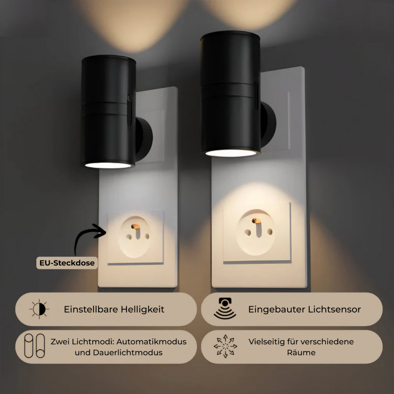 Dimbare Sensorlamp voor in Stopcontact - Warm Wit LED Nachtlampje met Automatische Dag-Nachtsensor