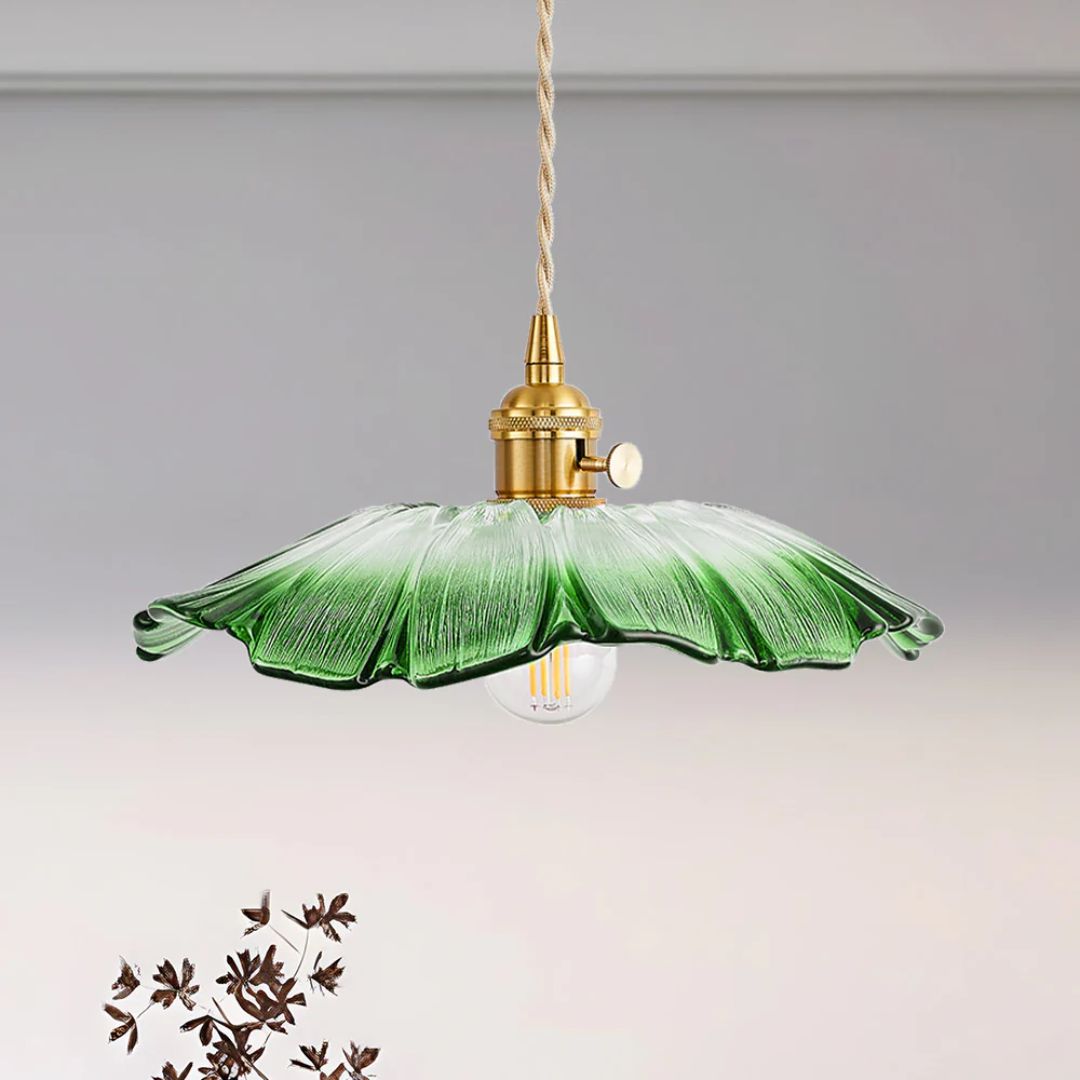 Cullivan Bloemvormige Hanglamp - Glazen Hanglamp met Gouden Fitting voor Woonkamer & Eetkamer