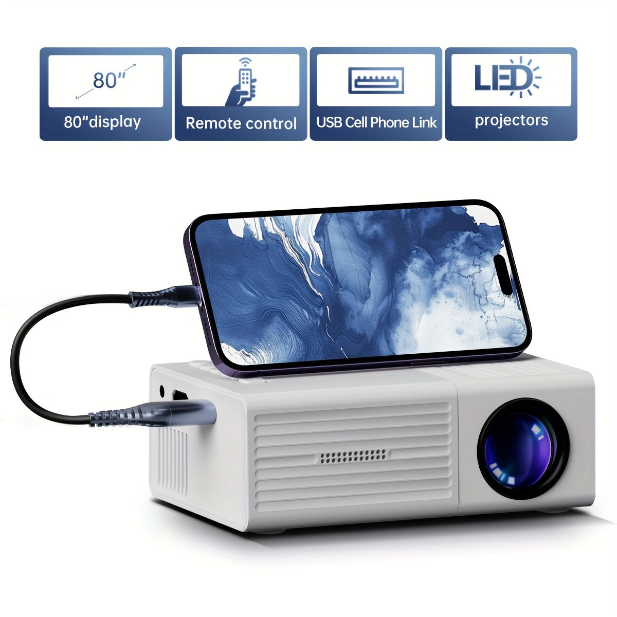 Mini Beamer 3000 Lumen Draagbaar Met HDMI USB Voor Thuisbioscoop