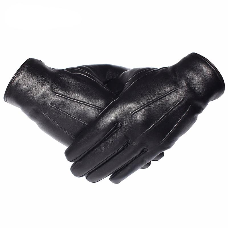 Leren Handschoenen Gevoerd Schapenleer Unisex Winter Warm Waterdicht Touchscreen Elegant Klassiek Design