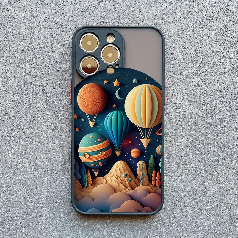 Telefoonhoesje met 3D Landschap Effect voor iPhone 14 15 16 17 Zachte Siliconen Beschermhoes Telefoonaccessoire