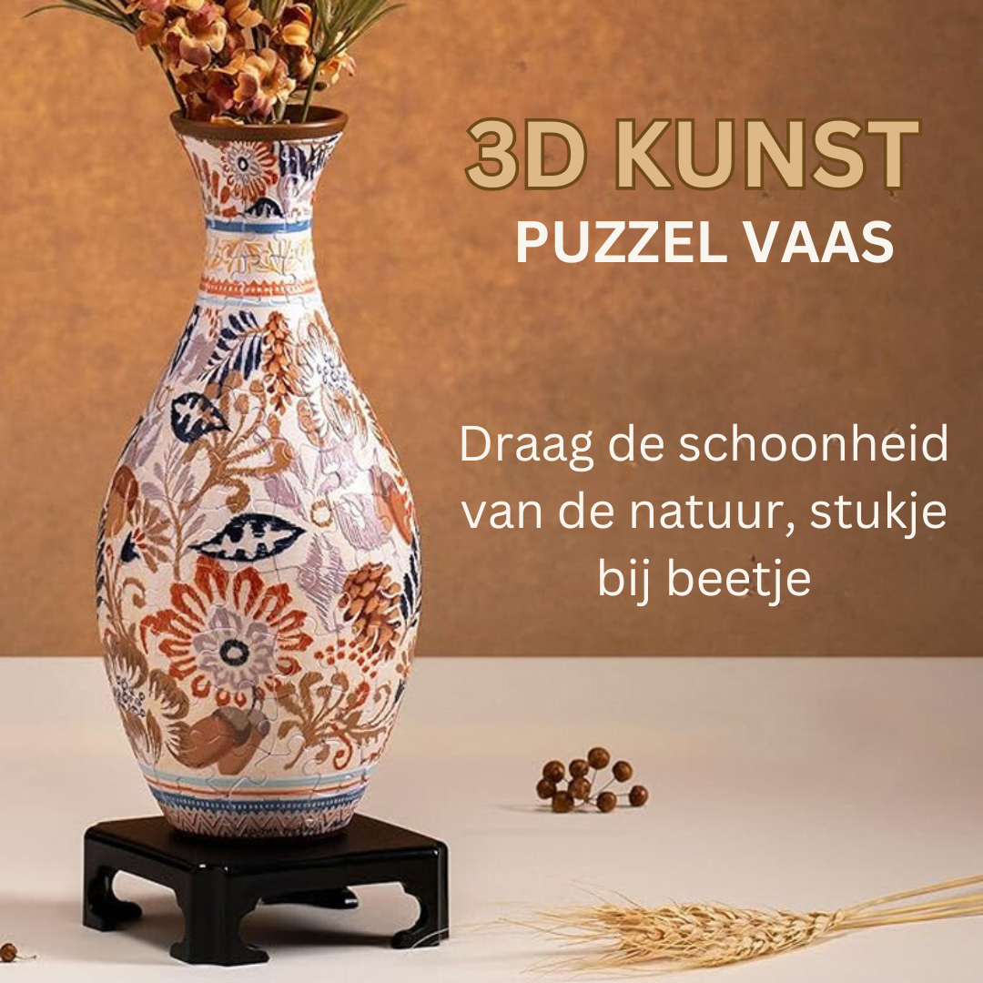 3D Puzzelvaas Zelfbouw - Creatief Decoratiestuk met 160 Puzzelstukjes - Unieke Vaas voor Bloemen - Doe-het-zelf Interieurobject - Inclusief Waterbeker en Standaard