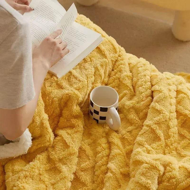 Dikke Winterdeken Lamswol Dubbelzijdig Fleece Warm Zachte Plaid Slaapkamer Bed 200x230 Thermisch Comfort