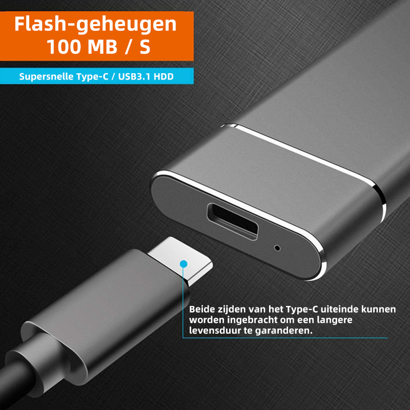 Externe Harde Schijf 520MB/s USB-C 1TB 2TB Aluminium Zilver Zwart Blauw Rood Draagbare SSD Opslag Gegevens