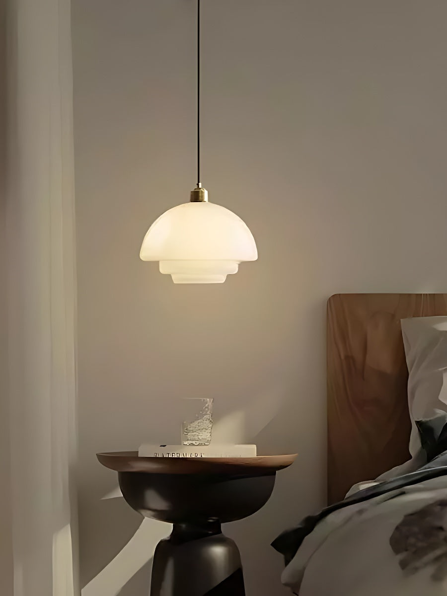 Glazen Hanglamp met Gelaagd Design - Melkwit Matglas voor Eetkamer en Woonkamer