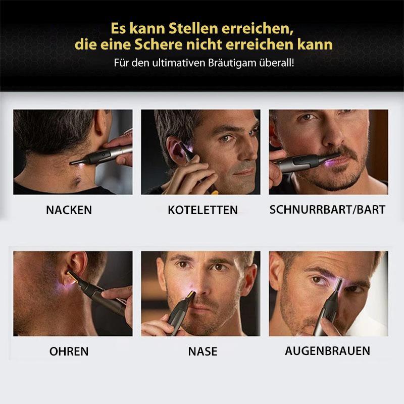 Precision Haartrimmer voor Neus Oren Wenkbrauwen | Met LED-Verlichting | Titanium RVS Mesjes | Ultra-Vlakke Kop | Ergonomisch Design