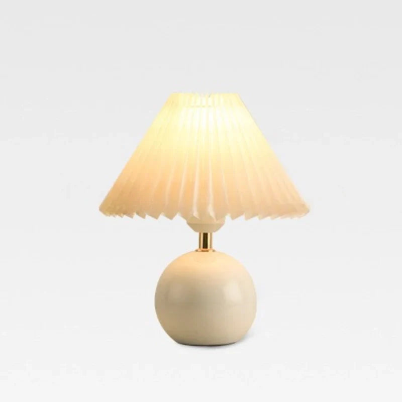 Keramische Tafellamp met Plooikap - Japanse Stijl Verlichting Wit Roze Beige voor Slaapkamer Woonkamer Bureau