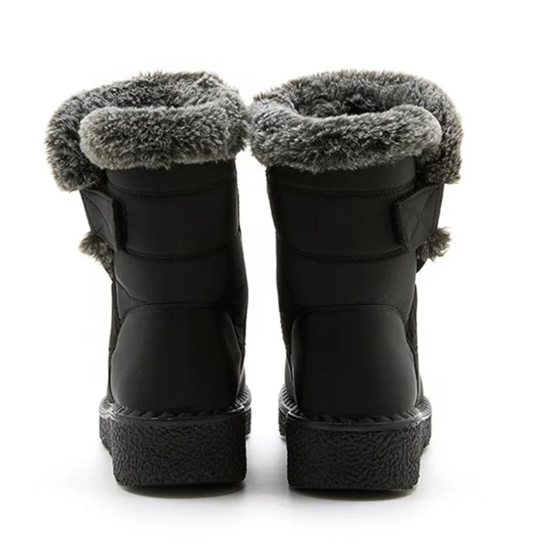 Waterdichte Dames Winterlaarzen met Klittenband Warme Gevoerde Antislip Snowboots Comfortabel Winterschoeisel