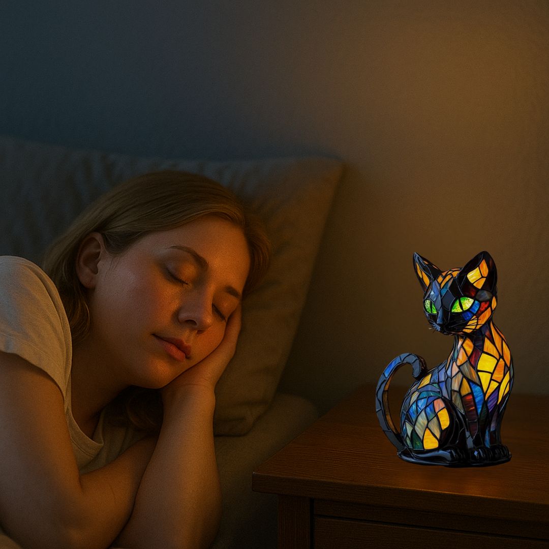 Handgemaakte Katten Tafellamp met Warm Licht - Decoratieve Kattenlamp voor Woonkamer Slaapkamer Nachtkastje - Scandinavisch Geïnspireerd Design