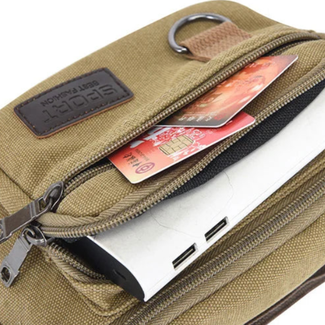 Canvas Heuptas met Meerdere Vakken Unisex Crossbody Reistas voor Dagelijks Gebruik en Buitenactiviteiten
