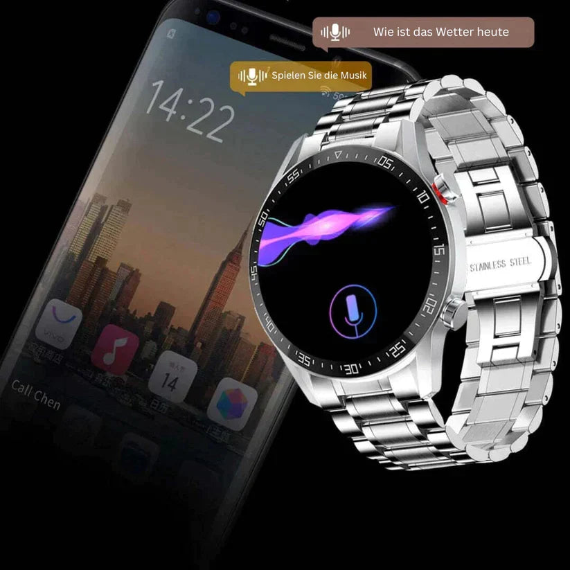 Smartwatch met Lautsprecher, Bluetooth en Fitnessfuncties - Luxe Design voor Sport en Dagelijks Gebruik