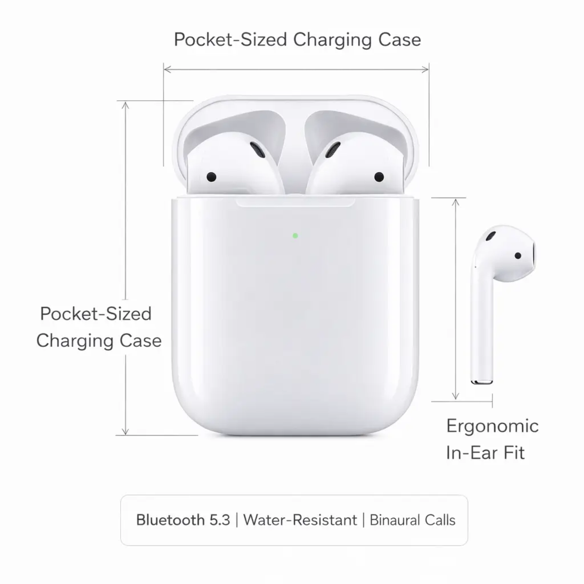 Draadloze Bluetooth Oordopjes met Oplaadcase - Compacte In-Ear Headset met Microfoon