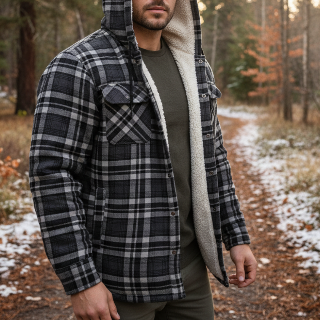 Gevoerde Flanel Overshirt Heren Geruit Overhemdjack Capuchon Warm Winterjas Herfst Outdoor Werkkleding
