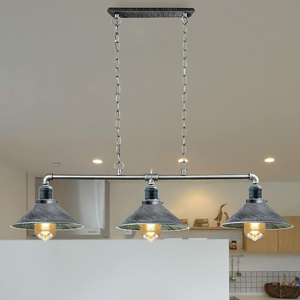 Plafondlamp Industrieel Steampunk Metaal Zwart 3-Lichts E27 Vintage Eetkamer Keuken