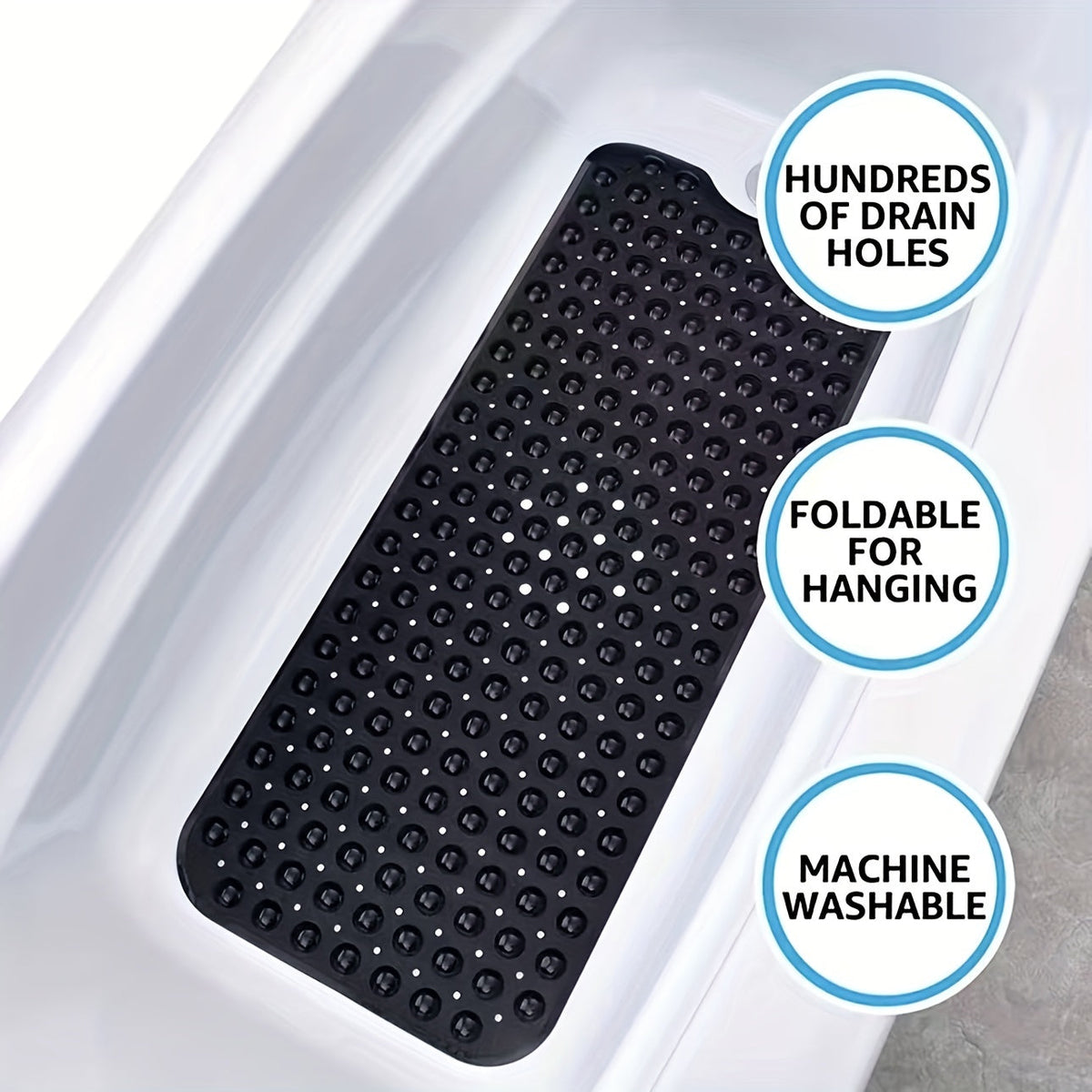 Antislip Badmat XL voor Douche en Bad - Extra Lange Veiligheidsbadmat met Zuignappen