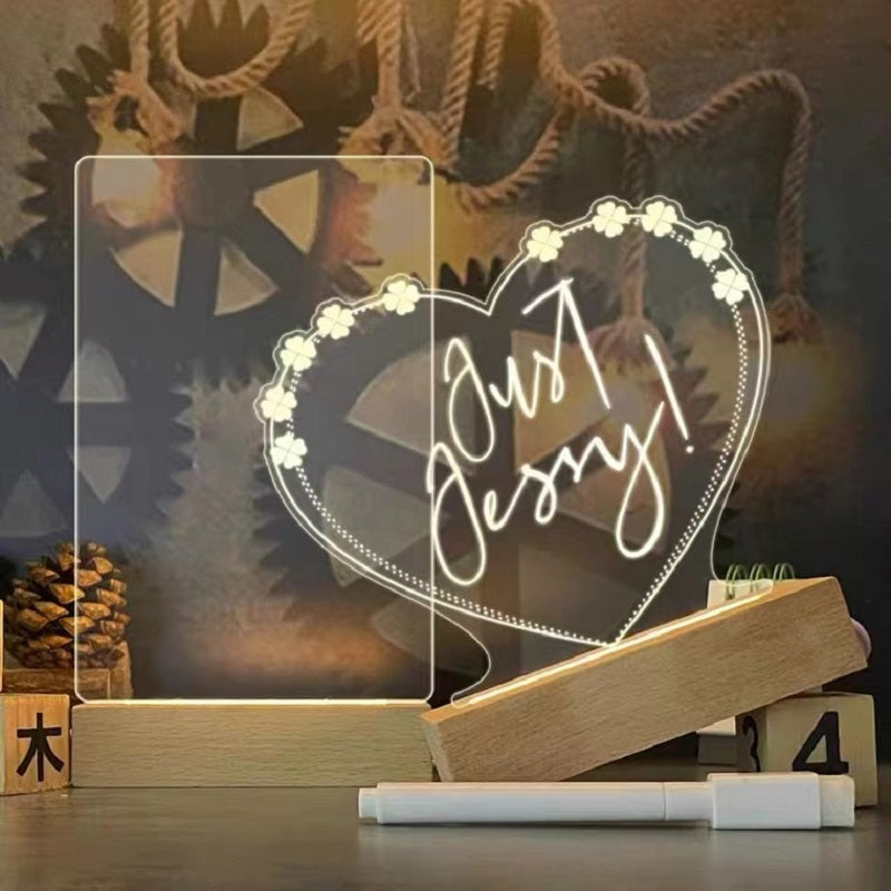 Schrijfbaar Nachtlampje met LED-Verlichting - Creatief Memobord voor Berichten en Notities