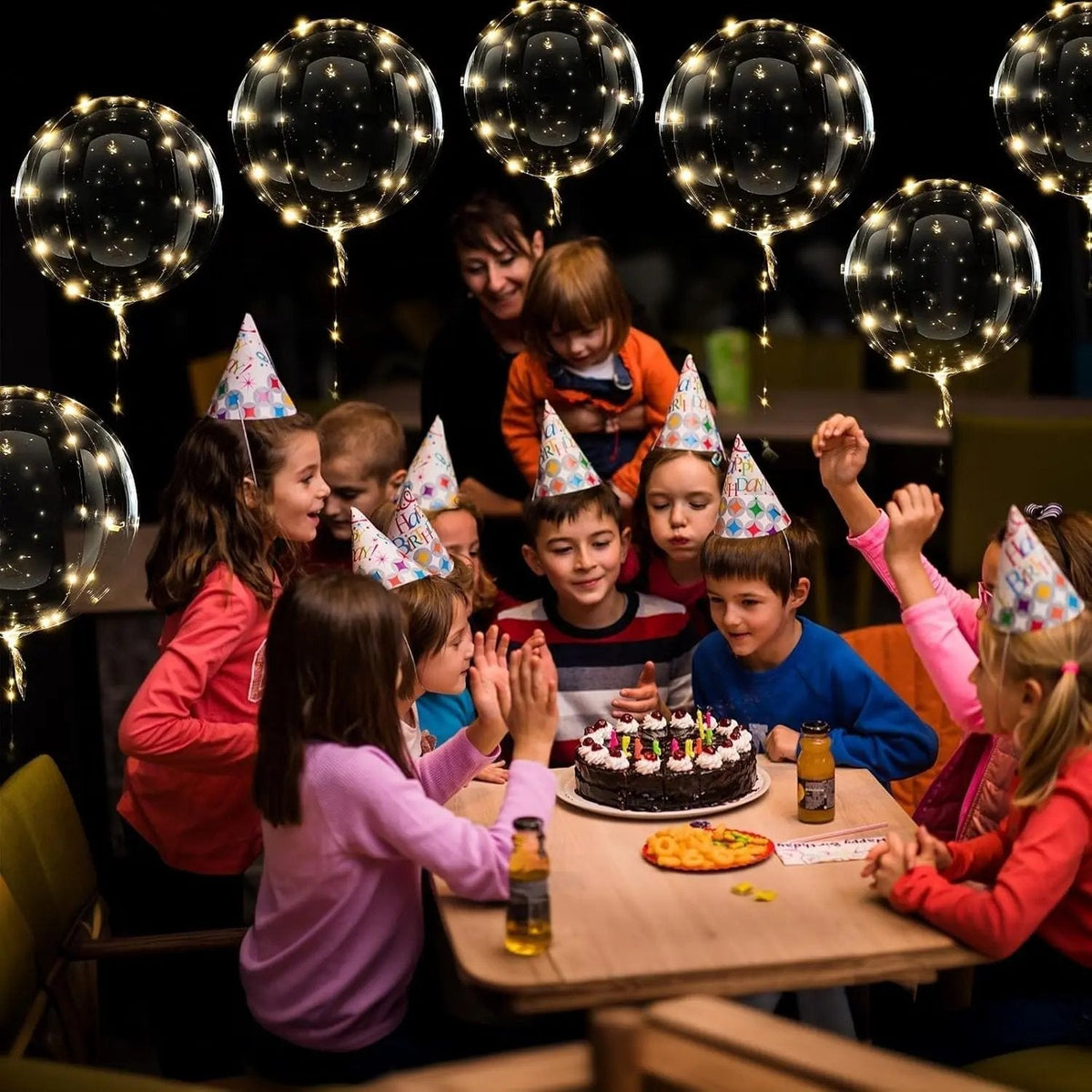 LED Ballonnen Buiten Tuinfeest Transparant 45cm Set 10 Warm Wit Lichtdraad op Batterij Herbruikbaar