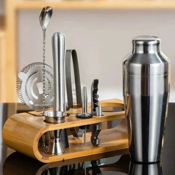 Professionele Barset 10-delig Metallic Cocktailshaker met Accessoires voor Thuisbar en Mixology