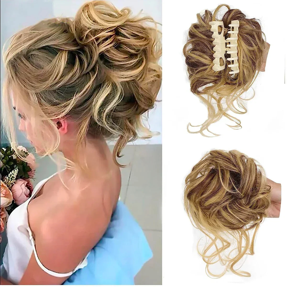 Clip-In Hair Bun met Krullen - Vollere Knot in Seconden zonder Styling