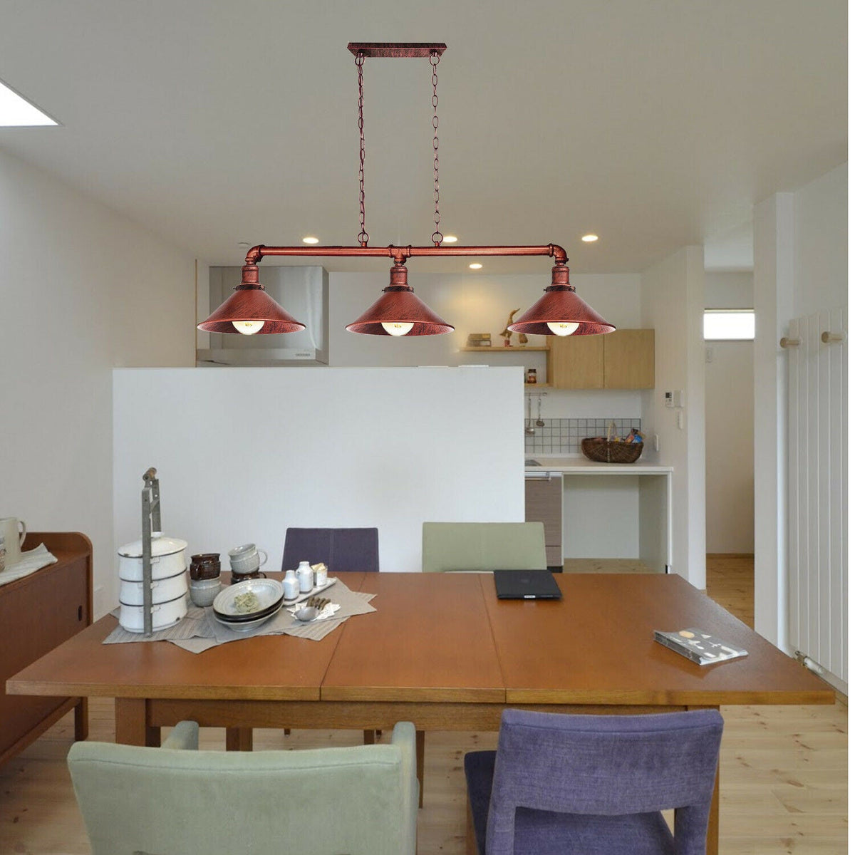 Plafondlamp Industrieel Steampunk Metaal Zwart 3-Lichts E27 Vintage Eetkamer Keuken