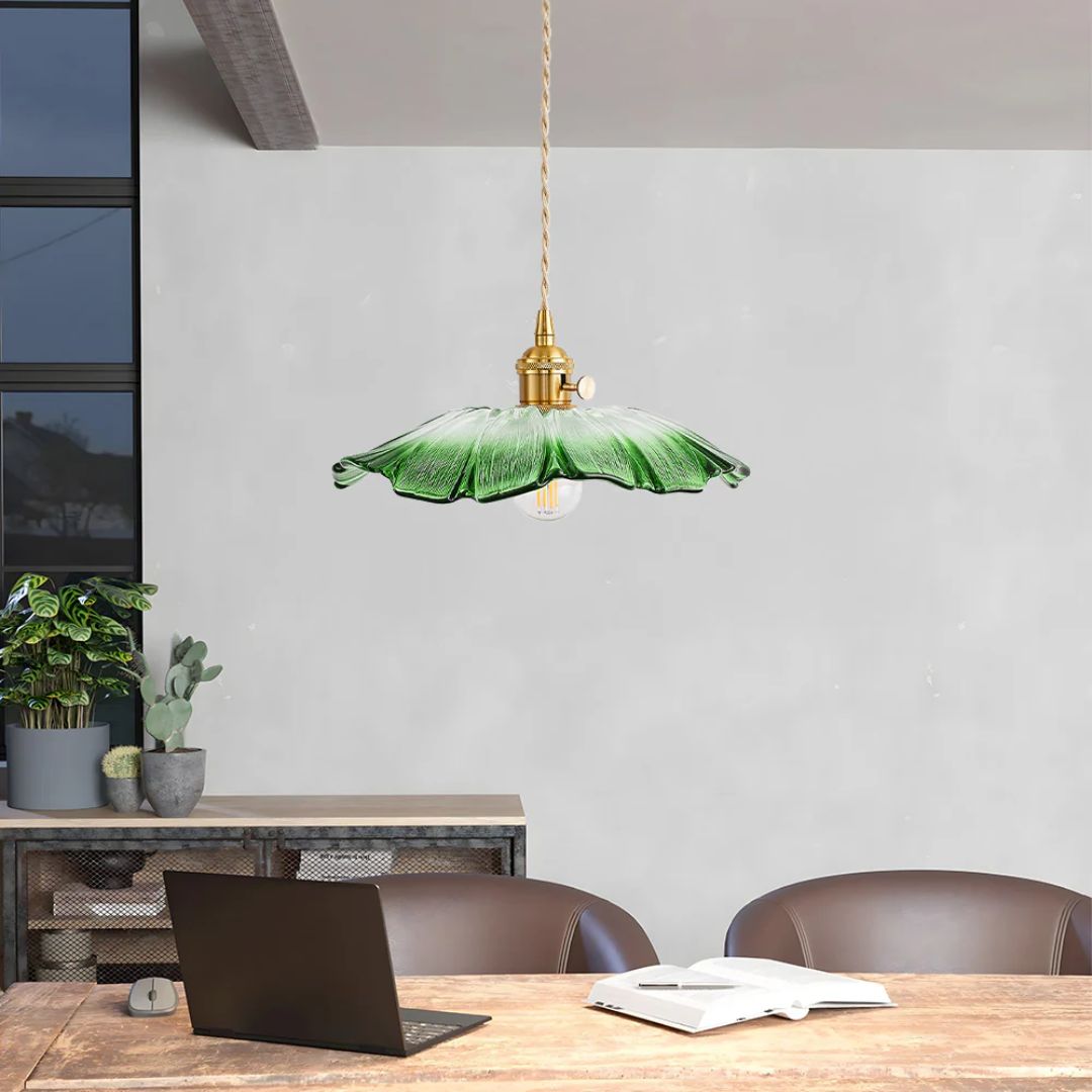Cullivan Bloemvormige Hanglamp - Glazen Hanglamp met Gouden Fitting voor Woonkamer & Eetkamer