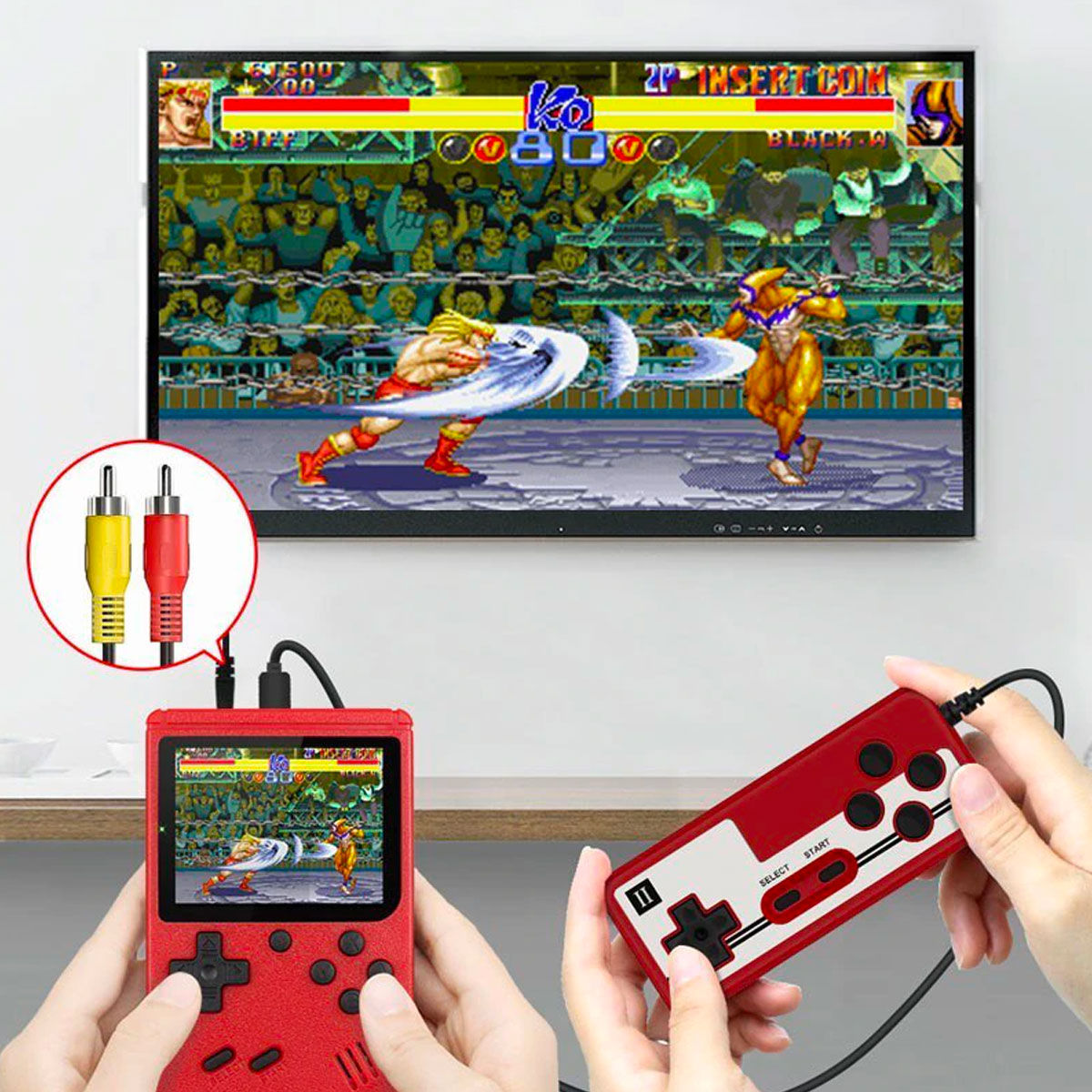 Retro Handheld Spelcomputer met 400 Klassieke Games - Oplaadbaar met TV-Aansluiting - 3 Inch Scherm - Zwart, Wit, Rood, Blauw, Geel