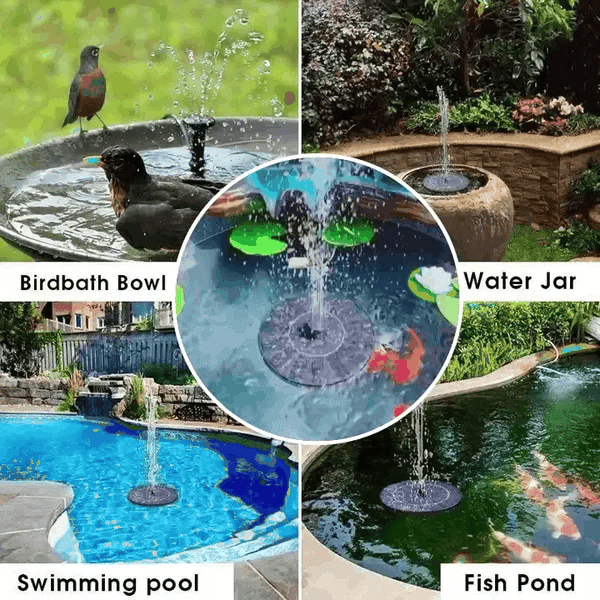 Zonne-energie Tuinfontein met Drijvend Design - Milieuvriendelijke Waterornament voor Vijver en Tuindecoratie