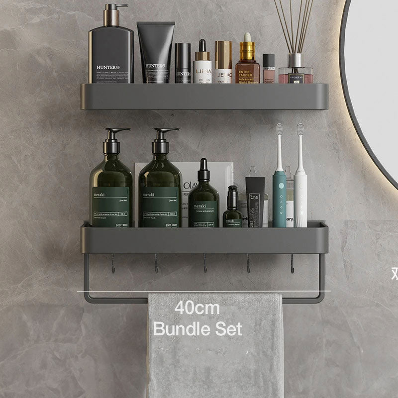 Wandrek Badkamer Metaal 30cm Grijs Wandplank Douche Shampoo Rek Opbergplank Muurrek Badkamer Accessoires Organizer