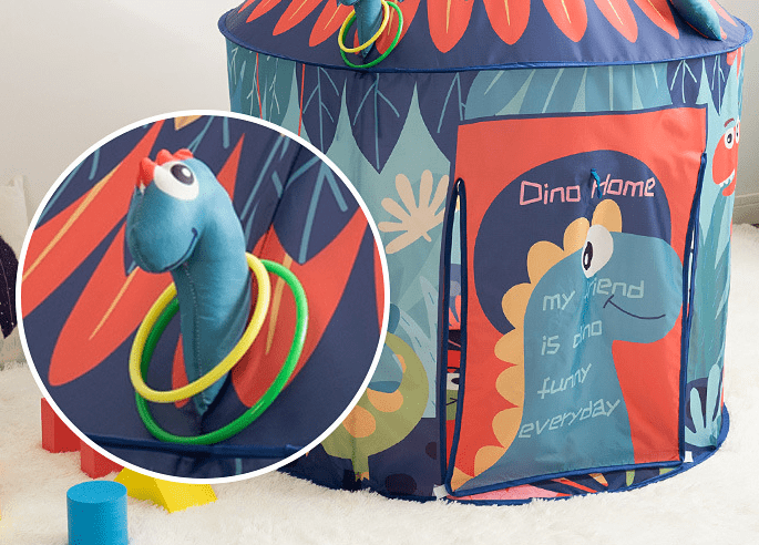 Kinderspeeltent Tipi Dinosaurus Marineblauw Polyester 120cm Opvouwbaar Speelhuis Binnen Buiten Kinderkamer