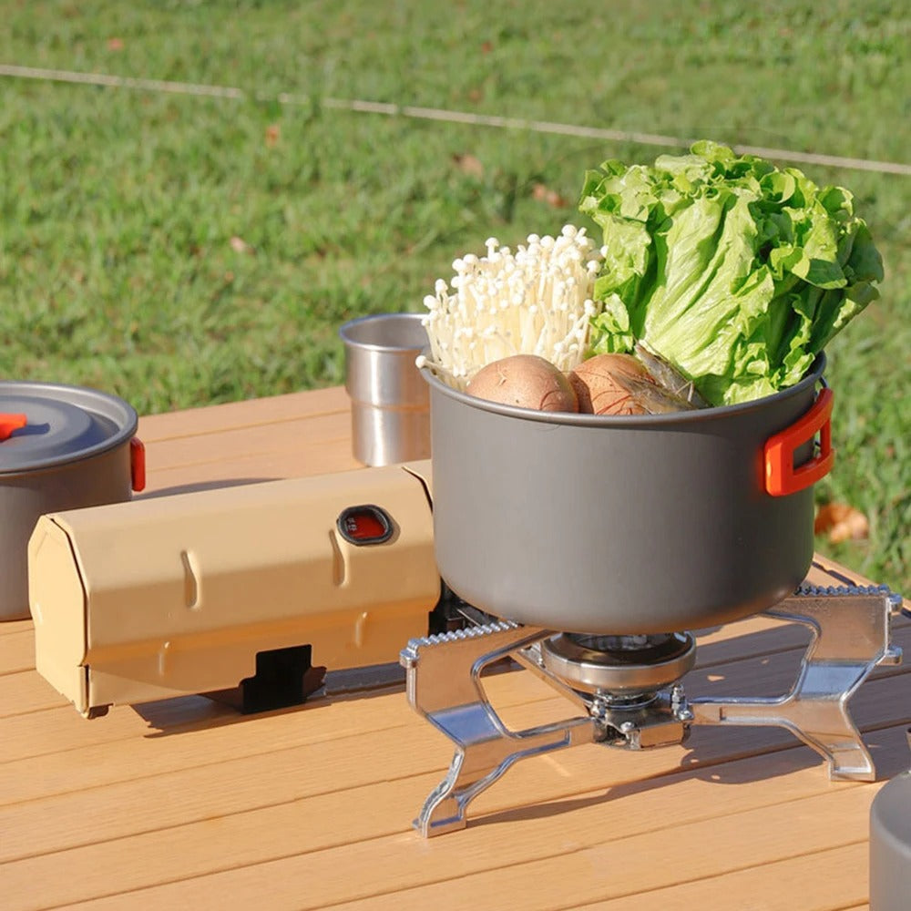 Draagbaar Campingfornuis voor Warme Maaltijden Onderweg - Compact en Opvouwbaar Kookstel - Ideaal voor Kamperen Wandelen Picknick - Aluminium Butaan Propaan Camping Kooktoestel