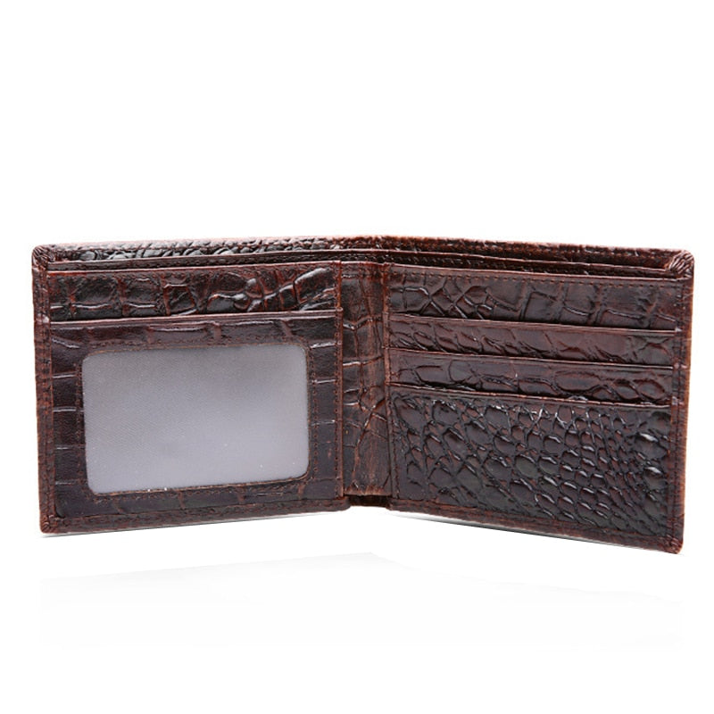 Leren Portemonnee met Krokodillenstructuur Heren Dames Zwart Compact Luxe Design RFID Bescherming Pasjeshouder