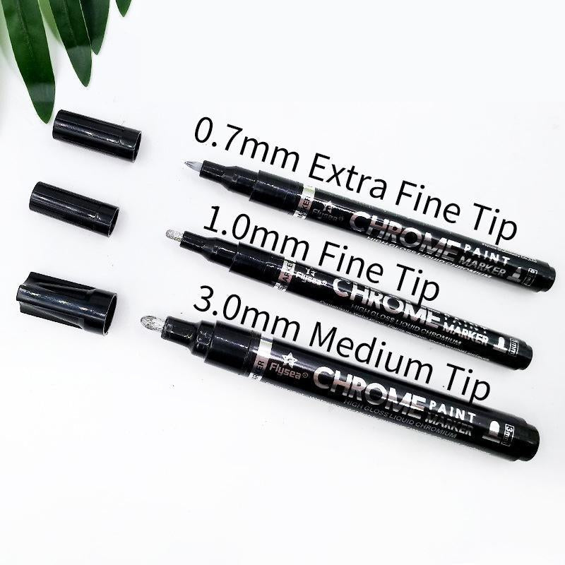 Reflecterende Stift Spiegeleffect 0.7-3.0mm Chroom Inkt Alcohol Basis Diverse Materialen UV-Bestendig