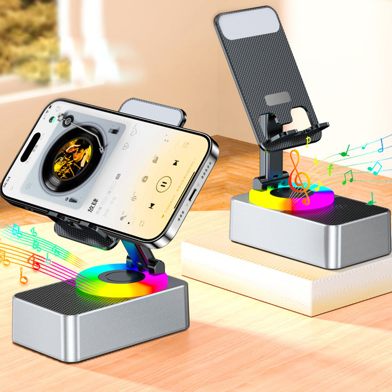 Multifunctionele Telefoonhouder met Bluetooth Speaker Draadloos Geluid 360° Draaibaar Verstelbaar Smartphone