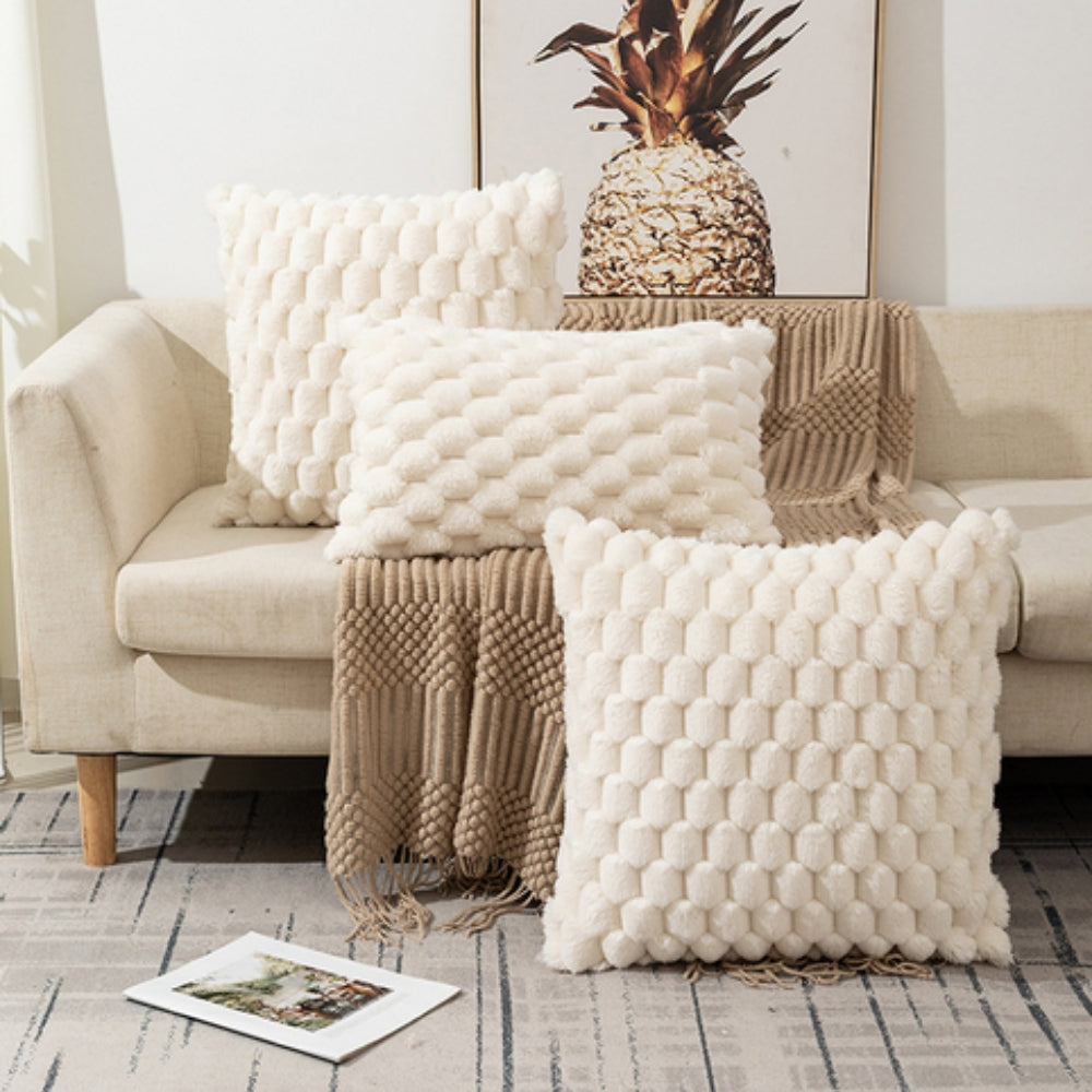 Zachte Kussenslopen met Geribbelde Marshmallow Textuur - Luxe Kussenhoes in Crème, Roze, Grijs, Zwart voor Woonkamer & Slaapkamer